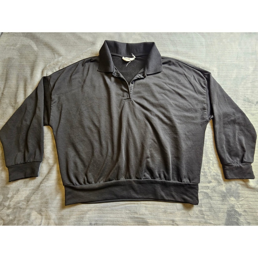 Pomander Place Black Long Sleeve Polo Sweatshirt Womens Large